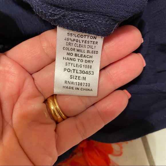 - Umgee romper. Navy Blue with lace orange, Size M, 3/4 sleeves. - Picture 6 of 11